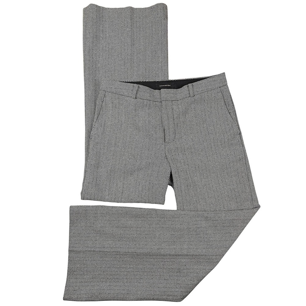 Banana Republic Herringbone Wide Leg Wool Blend Dress Pants Black White 6S